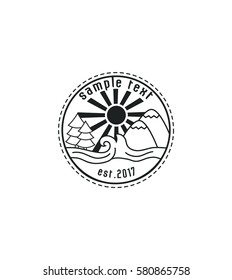 Hipster logo. Nature theme. Circulum. Isolated. Black and white.