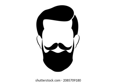 hipster logo portrait men beard style. Barber shop isolated vintage label badge emblem. Vector illustration isolated on white background 