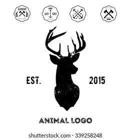 Hipster logotype with head of deer