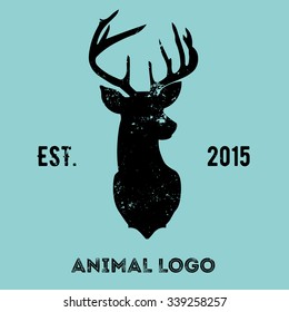 Hipster logotype with head of deer