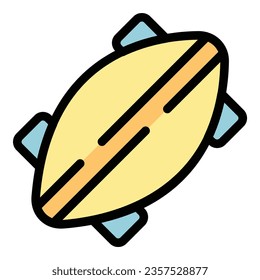 Hipster longboard icon outline vector. Sport activity. Sport retro color flat