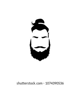 Hipster look, beard, mustache vector icon