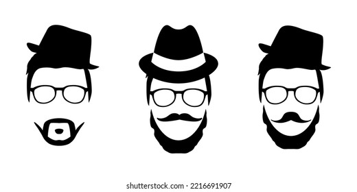 Hipster look elements collection. Men moustaches icons set