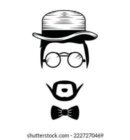 Hipster look elements, Men moustaches icons.