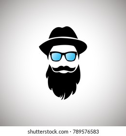 Hipster Look vector illustration. Beard, glasses, mustache, hat