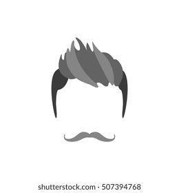 Hipster Male Hair and Facial  Style With Handlebar Moustache