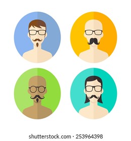 hipster man avatar user icon picture - cartoon character