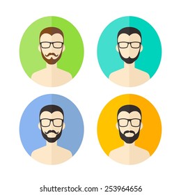 hipster man avatar user icon picture - cartoon character