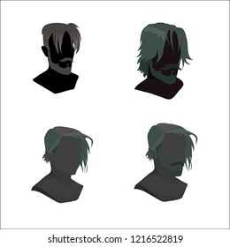 hipster man avatar vector gray flat head