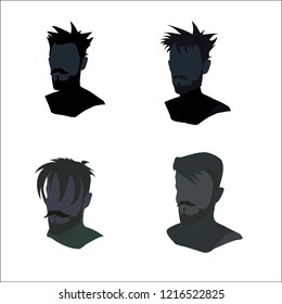 hipster man avatar vector gray flat head