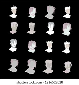 hipster man avatar vector gray flat head