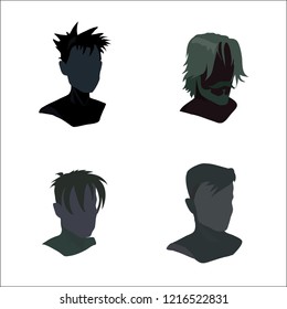 hipster man avatar vector gray flat head