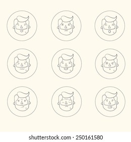Hipster man beard emoticons vector illustration
