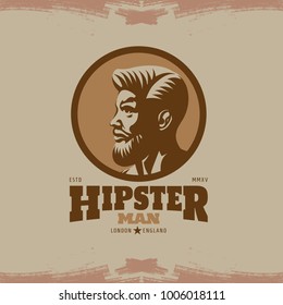 Hipster Man With Beard Logo