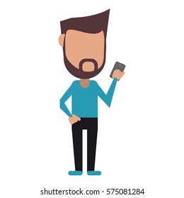 hipster man beard using cellphone digital