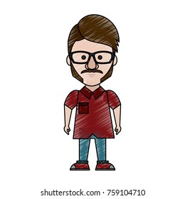Hipster man cartoon