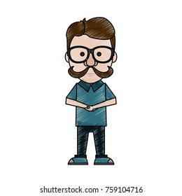 Hipster man cartoon