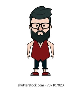 Hipster man cartoon