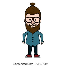 Hipster man cartoon