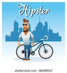 Hipster man cartoon design