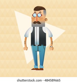 Hipster man cartoon design