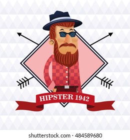 Hipster man cartoon design