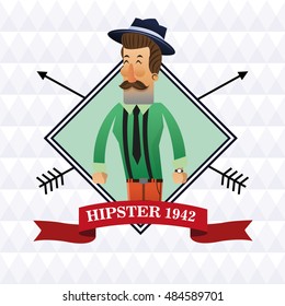 Hipster man cartoon design