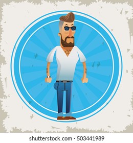 Hipster man cartoon design