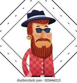 Hipster man cartoon design