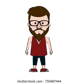 Hipster man cartoon icon vector illustration graphic design