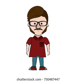 Hipster man cartoon icon vector illustration graphic design