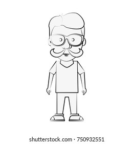 Hipster man cartoon icon vector illustration graphic design