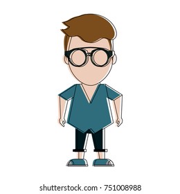 Hipster man cartoon icon vector illustration graphic design