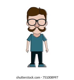 Hipster man cartoon icon vector illustration graphic design