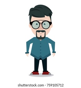 Hipster man cartoon icon vector illustration graphic design