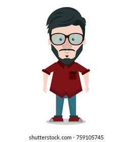 Hipster man cartoon icon vector illustration graphic design