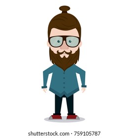 Hipster man cartoon icon vector illustration graphic design