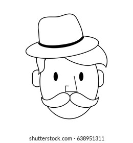 hipster man character icon image 