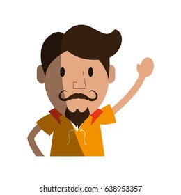 hipster man character icon image 