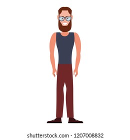hipster man character on white background