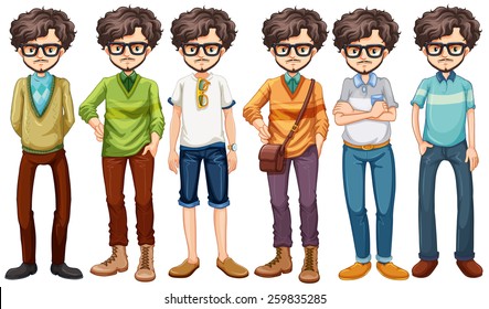 Hipster man in different costumes