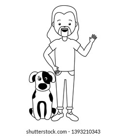 hipster man and dog pet