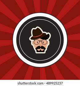 hipster man emblem image