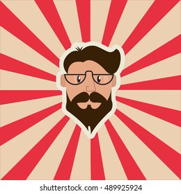 hipster man emblem image