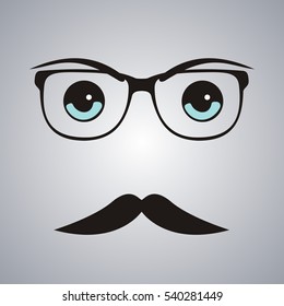 hipster man face on gray background
