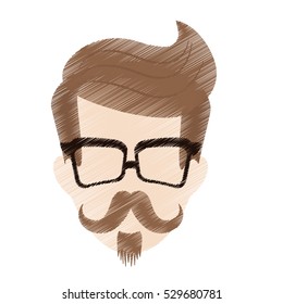 hipster man with facial hair and glasses icon image vector illustration design 