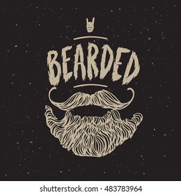 Hipster man hairstyles, beards and mustaches. Hand drawn vector illustration for barber shop.
