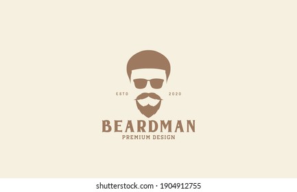 hipster man head beard with sunglasses logo symbol icon vector graphic design illustration