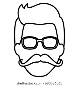 hipster man head character