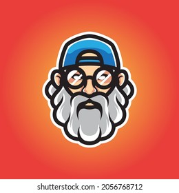 HIPSTER MAN HEAD MASCOT LOGO